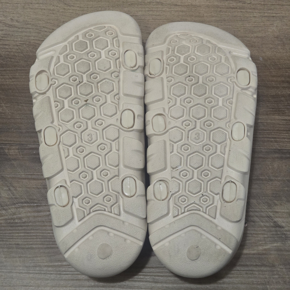 Cream Chunky Platform Sandals - Double Buckle Comfort Slides - Sz 3 - Picture 6 of 8